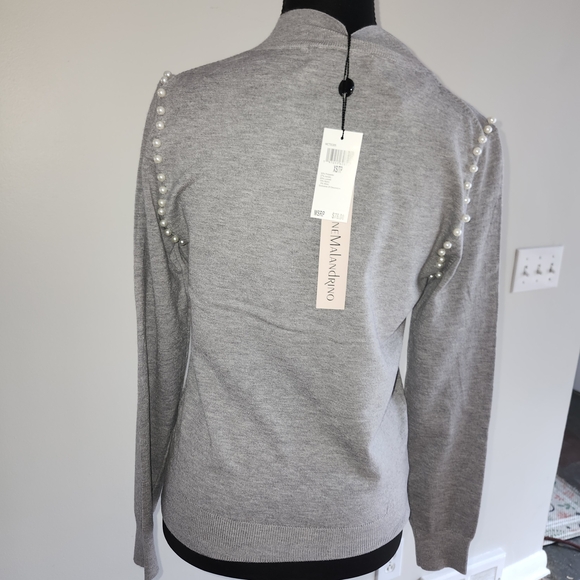 NWT Gray Pearl-Embellished Turtleneck Sweater - Picture 2 of 4